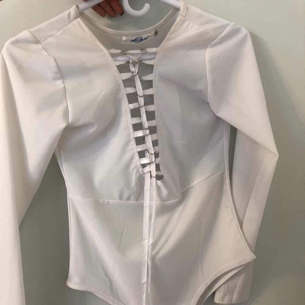 Lace Up White Bodysuit